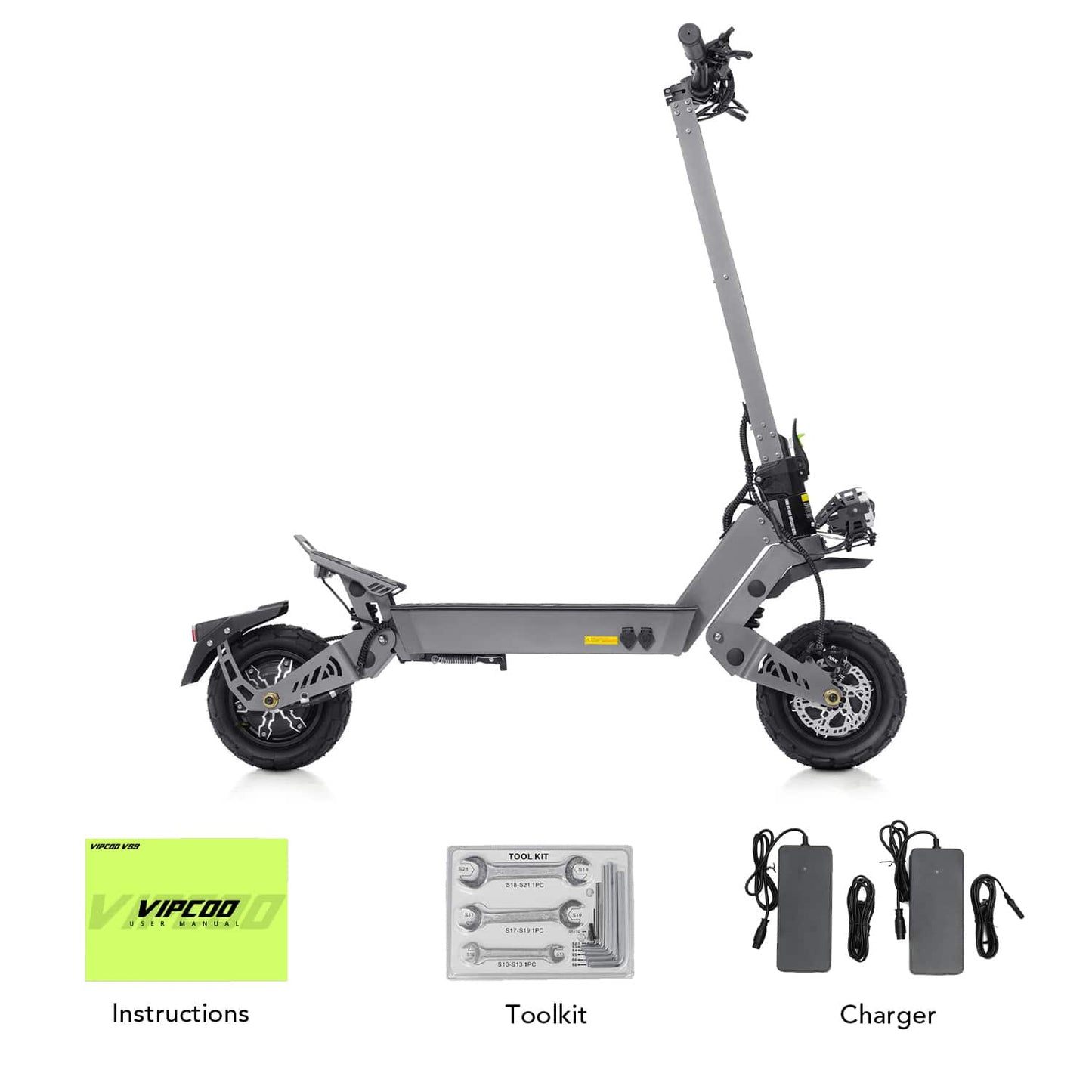 VIPCOO VS9 3600W Dual Motor Off Road Electric Scooter for Adults: Dual 1800W Motors, 60V 26Ah Battery, 40 mph Speed, 56 Miles Range, 330 lbs Load
