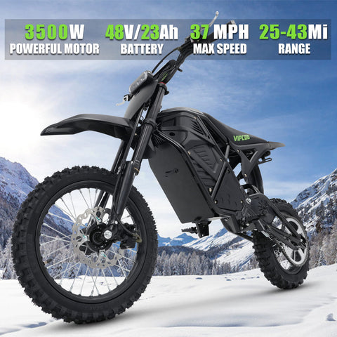 VIPCOO H3 Electric Dirt Bike | 3500W, 220Nm, 43-Mile Range, Off-Road