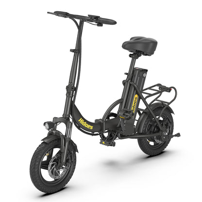 Hidoes C5 Street Legal Electric Bike for Adults With 250W Motor, 36V 10.4Ah Battery, 14" Tubeless Tire, Long Range 17 Mi, Max Speed 15.5 Mph, Max Load 265 Lbs. This Folding Electric Bicycle Is Perfect For Daily Commuting.