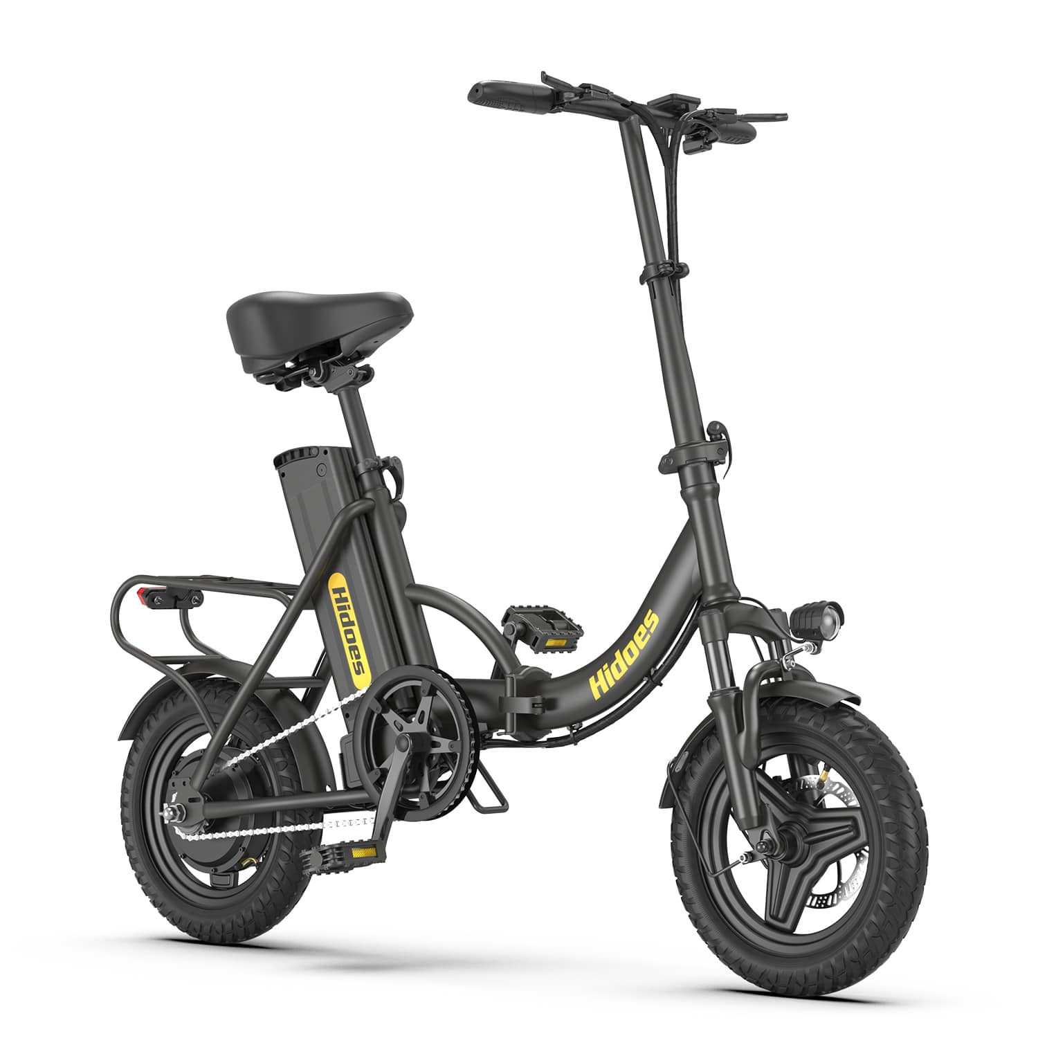 Hidoes C5 Street Legal Electric Bike for Adults With 250W Motor, 36V 10.4Ah Battery, 14" Tubeless Tire, Long Range 17 Mi, Max Speed 15.5 Mph, Max Load 265 Lbs. This Folding Electric Bicycle Is Perfect For Daily Commuting.