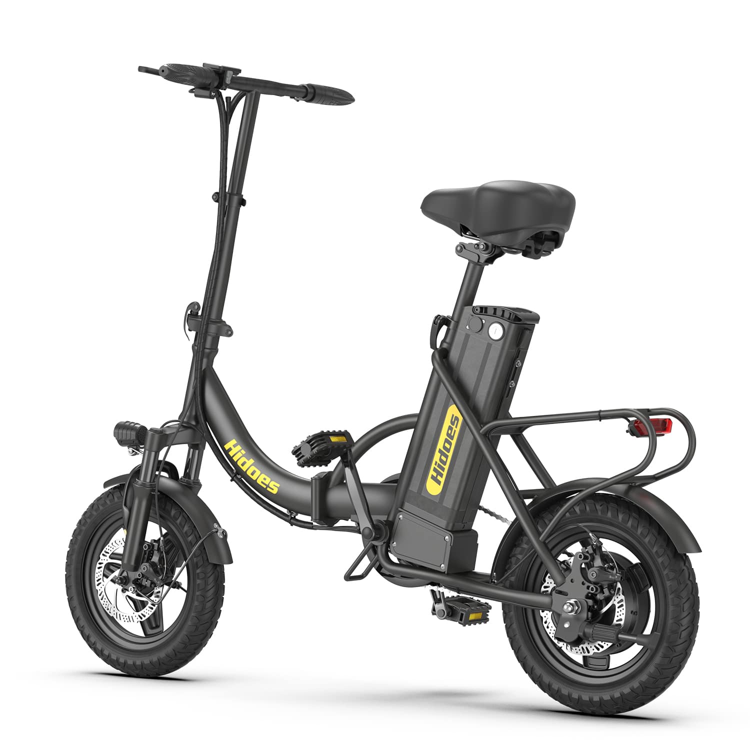 Hidoes C5 Street Legal Electric Bike for Adults With 250W Motor, 36V 10.4Ah Battery, 14" Tubeless Tire, Long Range 17 Mi, Max Speed 15.5 Mph, Max Load 265 Lbs. This Folding Electric Bicycle Is Perfect For Daily Commuting.