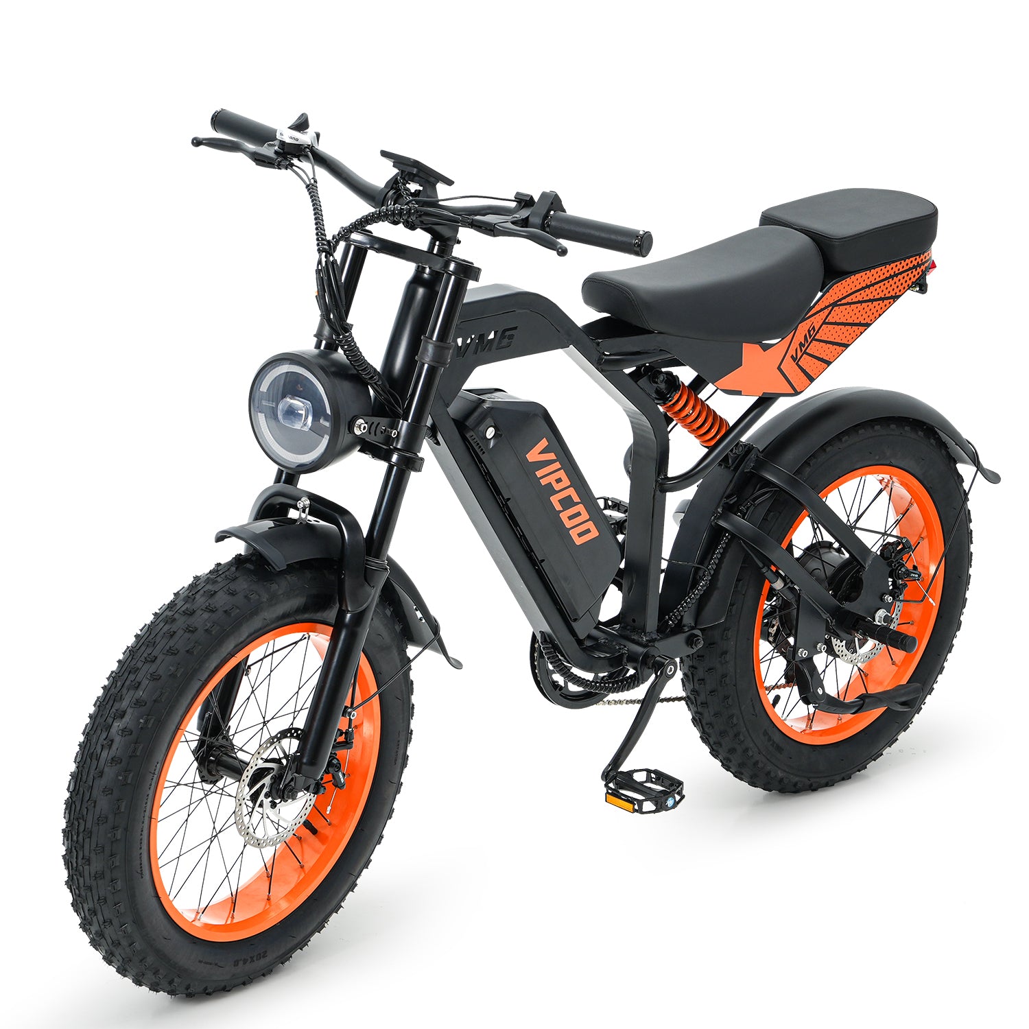 VIPCOO VM6 Fat Tyre Electric Bike For Adults, 750W Motor, 48v 18.2ah battery, max speed 25 mph, pure electric range 30 miles, pedal assist range 47 miles, max load 330 lbs