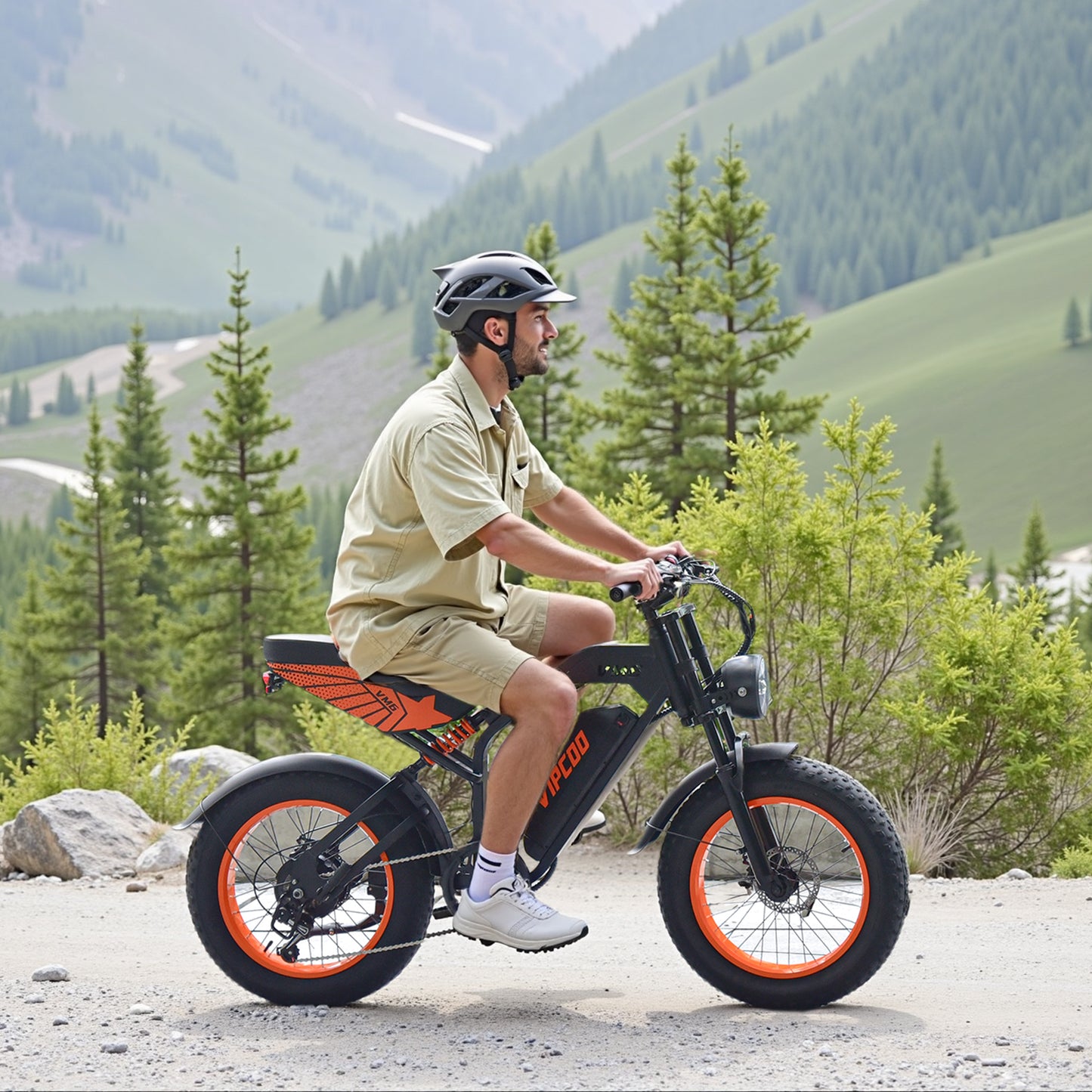 VIPCOO VM6 Fat Tyre Electric Bike For Adults, 750W Motor, 48v 18.2ah battery, max speed 25 mph, pure electric range 30 miles, pedal assist range 47 miles, max load 330 lbs