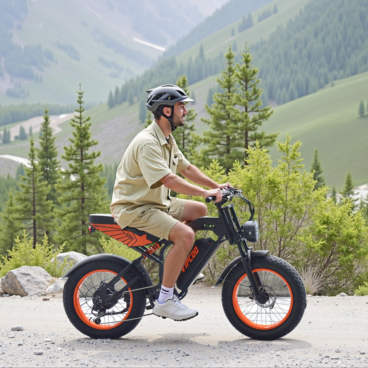 VIPCOO VM6 Fat Tyre Electric Bike For Adults, 750W Motor, 48v 18.2ah battery, max speed 25 mph, pure electric range 30 miles, pedal assist range 47 miles, max load 330 lbs