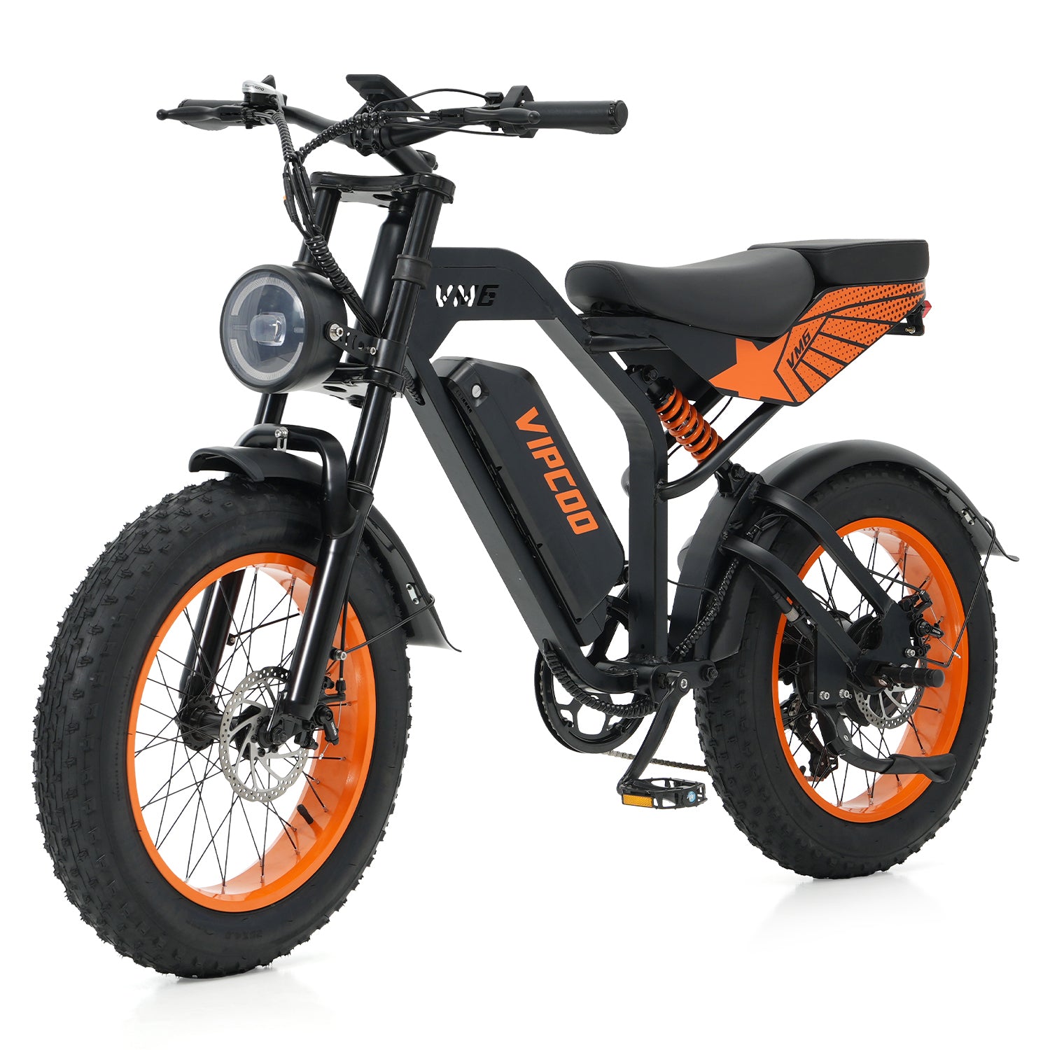 VIPCOO VM6 Fat Tyre Electric Bike For Adults, 750W Motor, 48v 18.2ah battery, max speed 25 mph, pure electric range 30 miles, pedal assist range 47 miles, max load 330 lbs