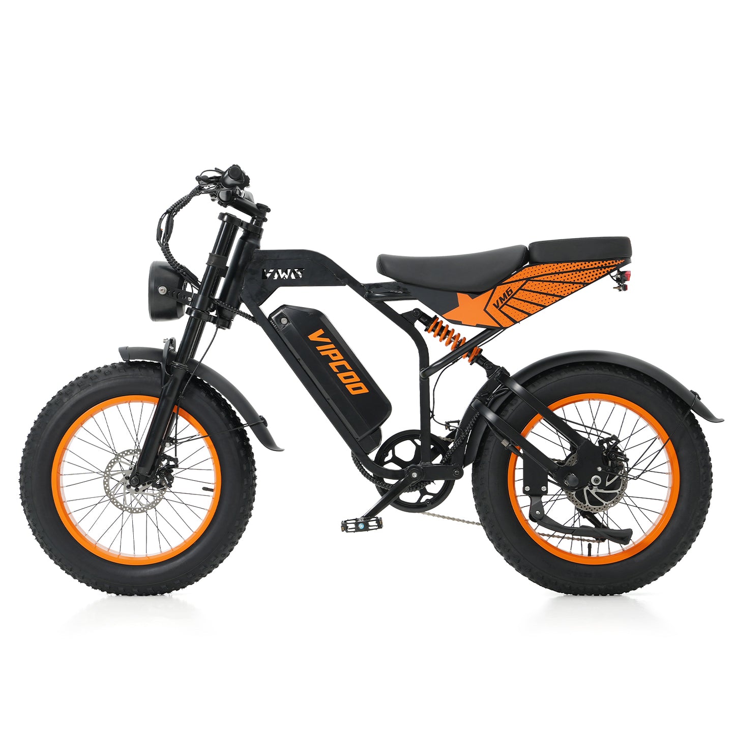 VIPCOO VM6 Fat Tyre Electric Bike For Adults, 750W Motor, 48v 18.2ah battery, max speed 25 mph, pure electric range 30 miles, pedal assist range 47 miles, max load 330 lbs