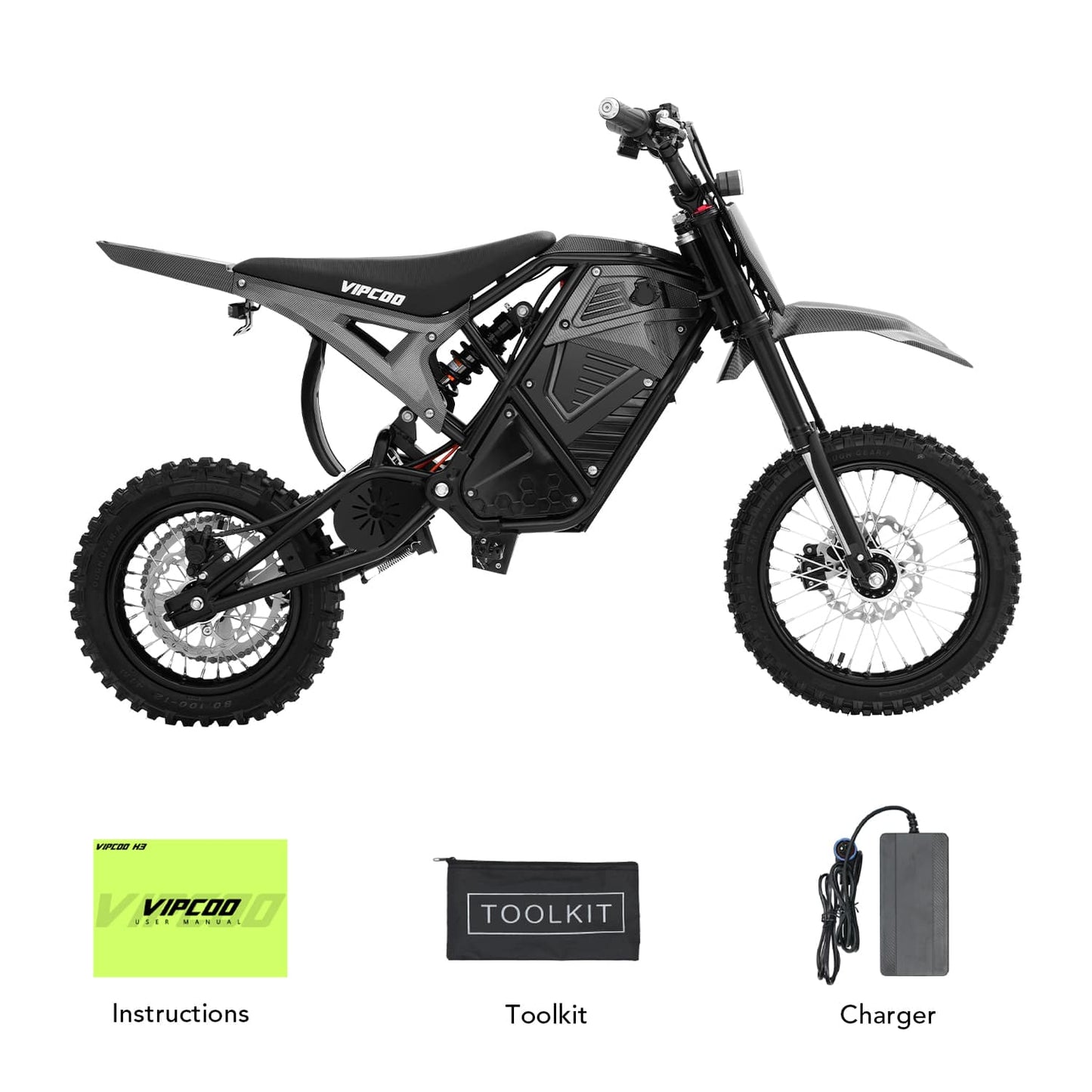 VIPCOO H3 Electric Dirt Bike - Max Speed 39 MPH