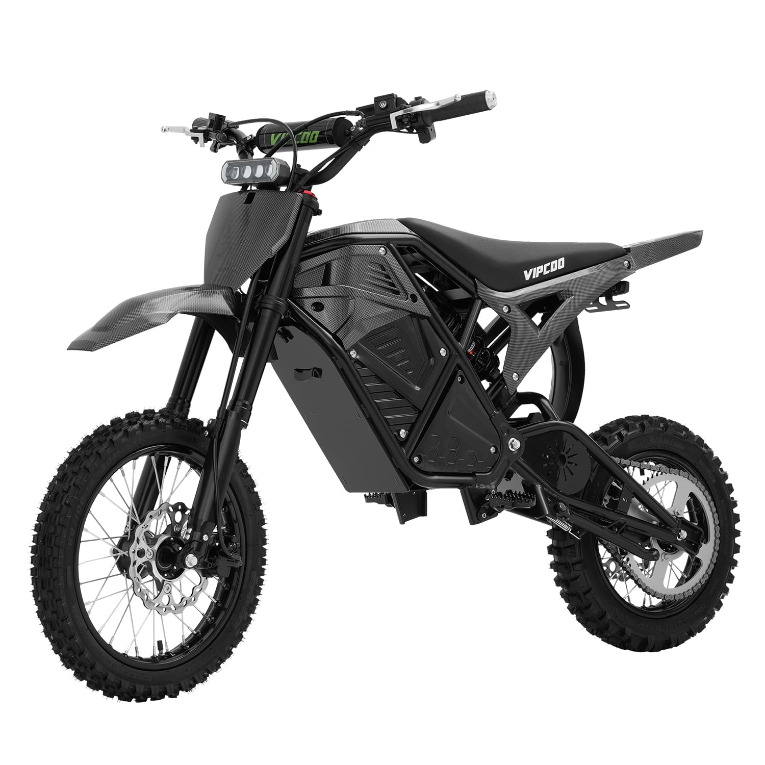 VIPCOO H3 Black electric dirt bike on a white background