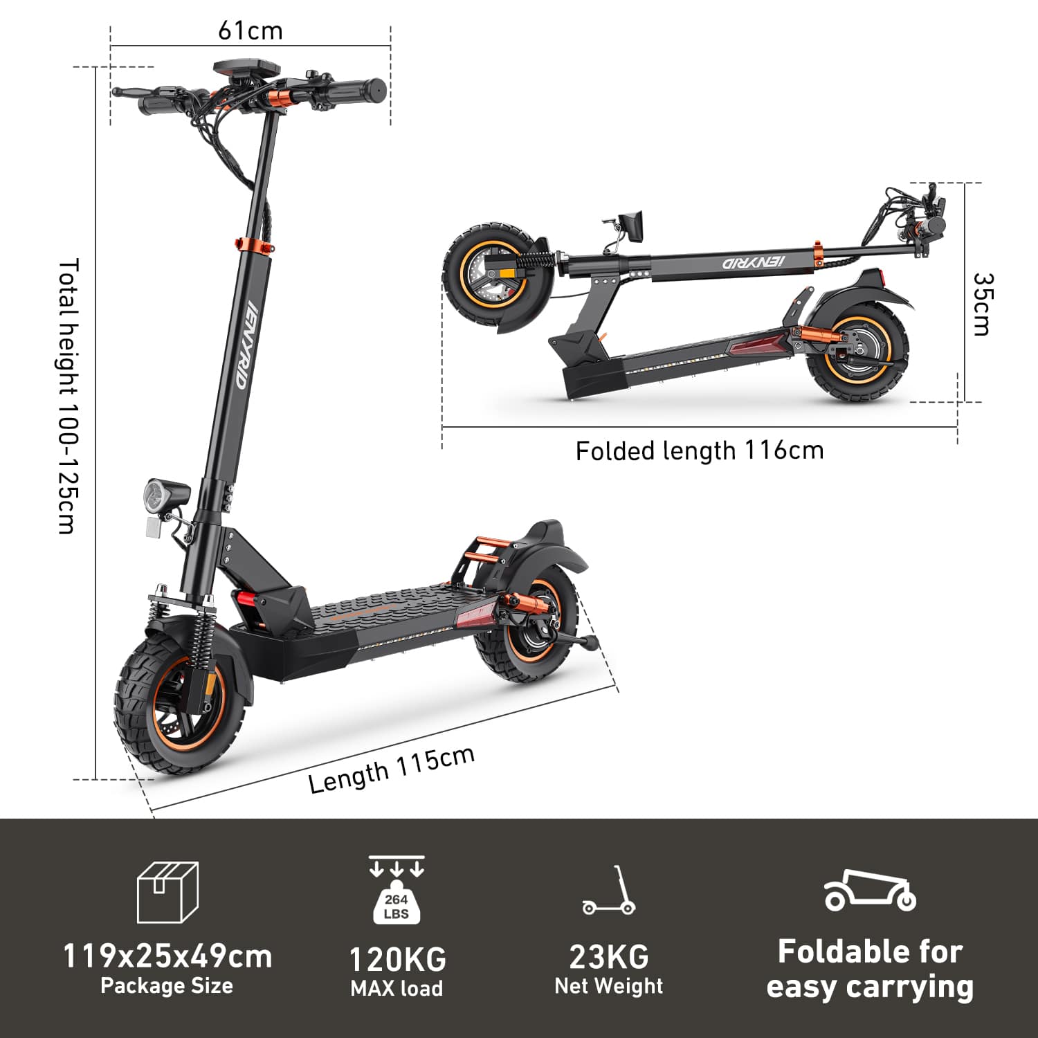 iENYRID M4 Pro S is folding electric scooter with advanced braking, dual suspension, and full safety lighting.