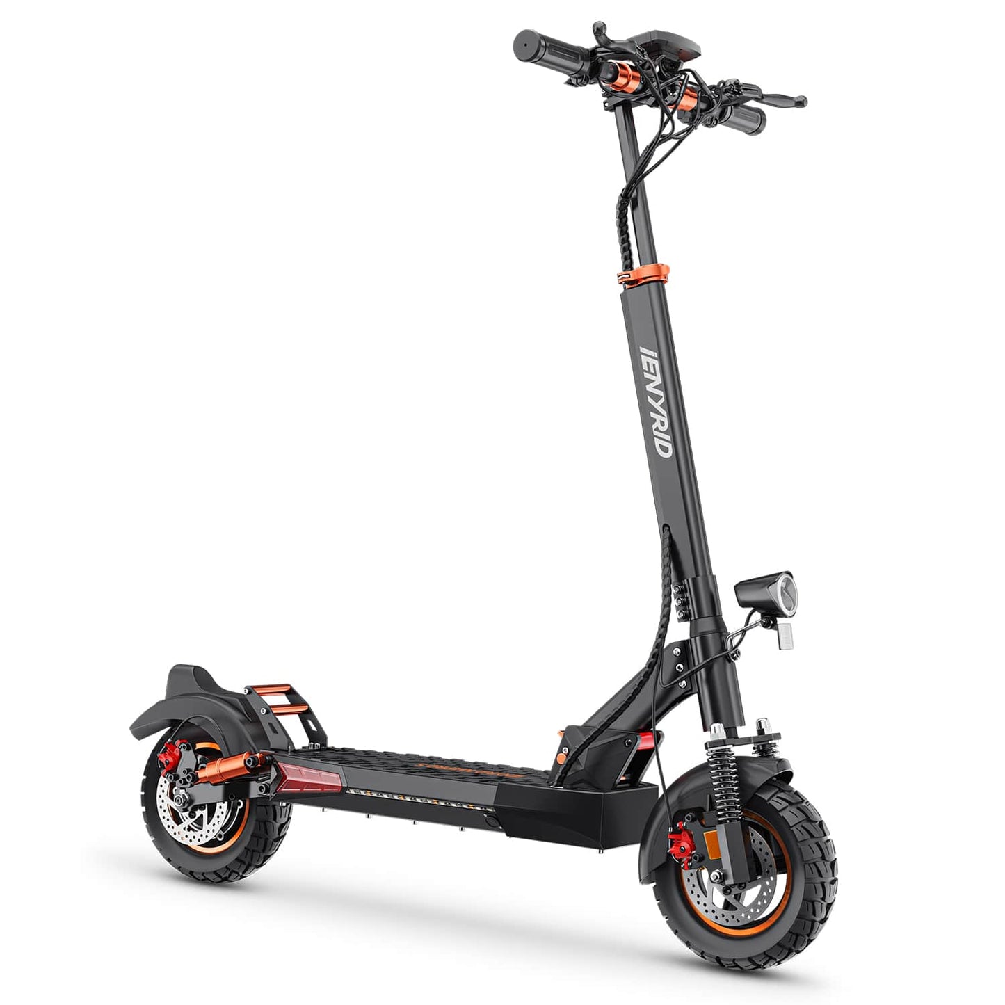 iENYRID M4 Pro S is folding electric scooter with advanced braking, dual suspension, and full safety lighting.